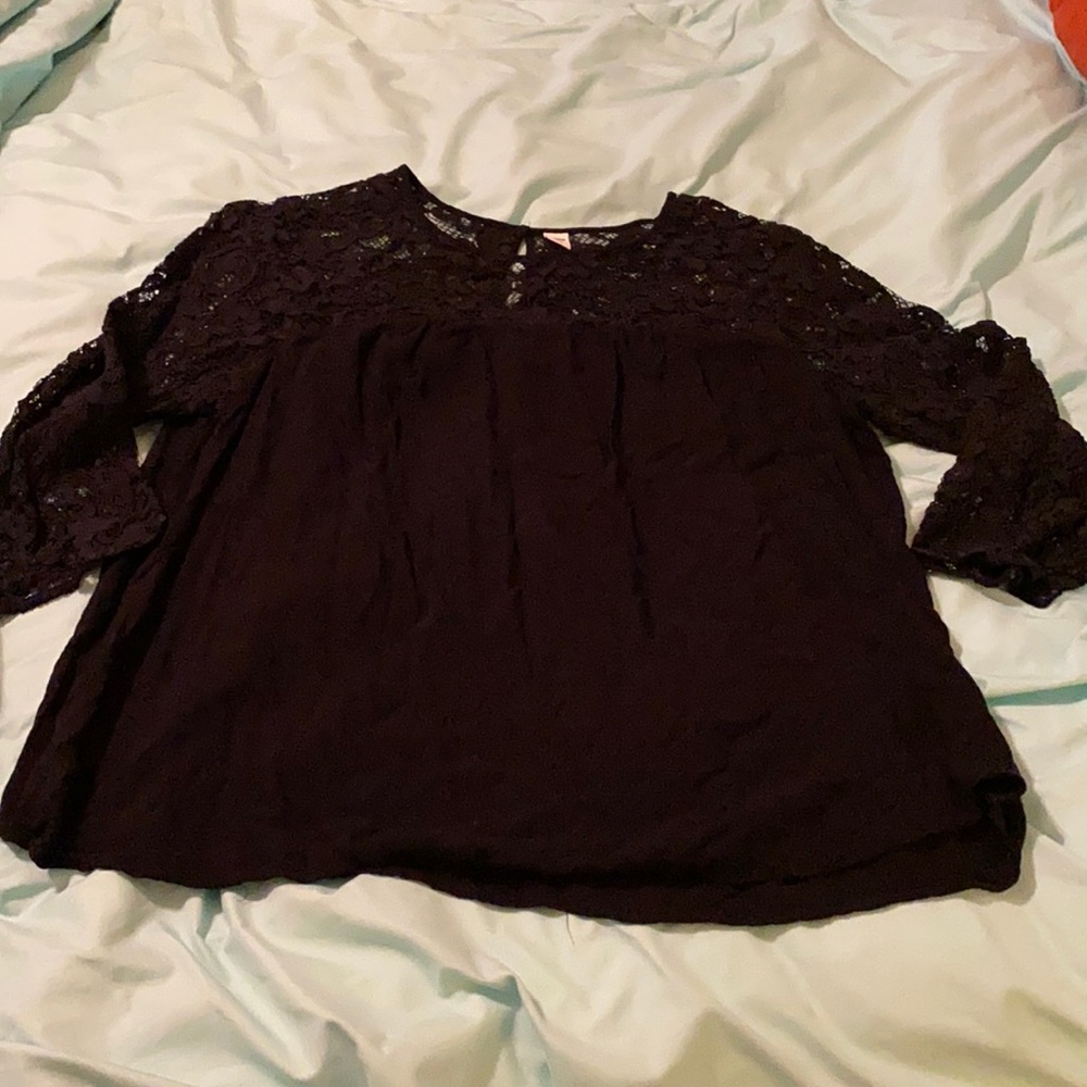 Black lace sleeve blouse
